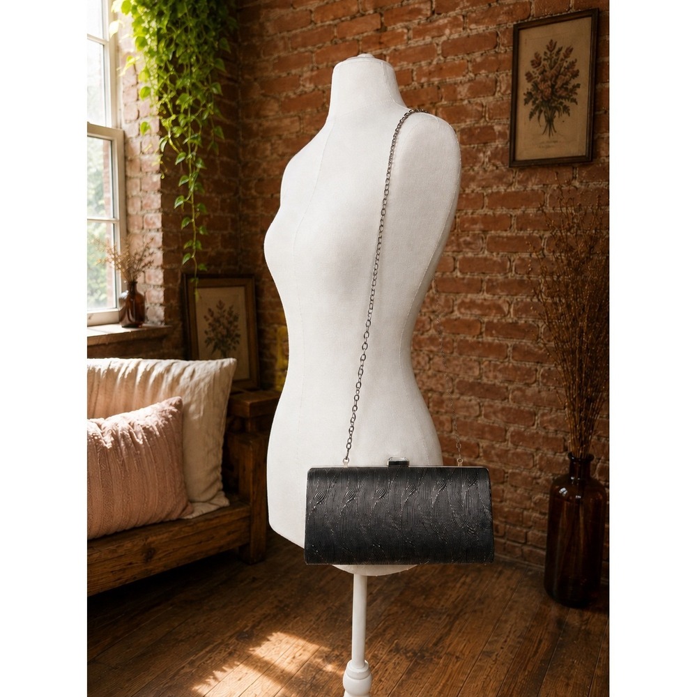 Vintage Metallic Hard Shell Clutch Crossbody Bag Formal Gala Prom Party Elegant